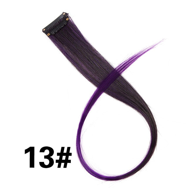 Clip-In One Piece For Ombre Hair Extensions Pure Color Straight Long Synthetic Hair Pieces Clip In 2 Tone Hair-UlGadget