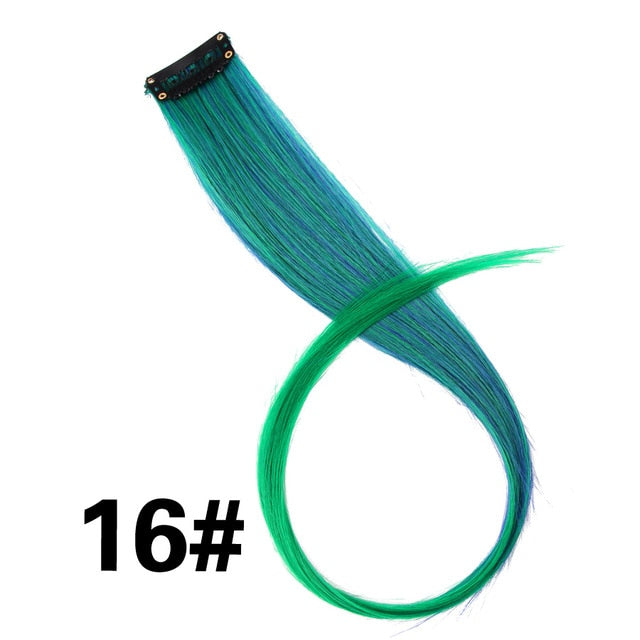 Clip-In One Piece For Ombre Hair Extensions Pure Color Straight Long Synthetic Hair Pieces Clip In 2 Tone Hair-UlGadget