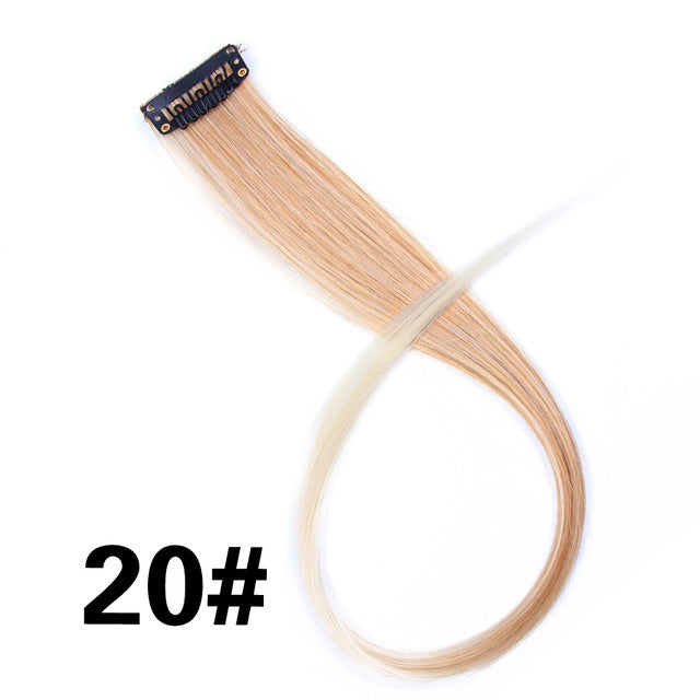 Clip-In One Piece For Ombre Hair Extensions Pure Color Straight Long Synthetic Hair Pieces Clip In 2 Tone Hair-UlGadget