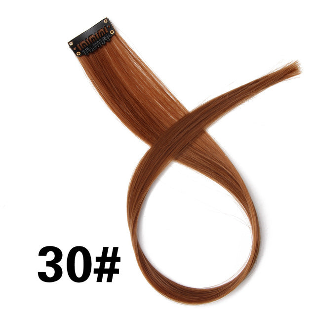 Clip-In One Piece For Ombre Hair Extensions Pure Color Straight Long Synthetic Hair Pieces Clip In 2 Tone Hair-UlGadget