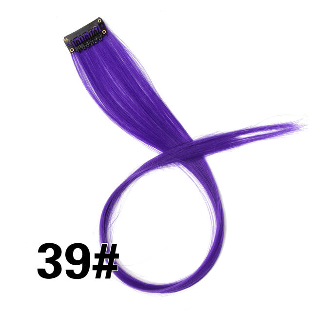 Clip-In One Piece For Ombre Hair Extensions Pure Color Straight Long Synthetic Hair Pieces Clip In 2 Tone Hair-UlGadget