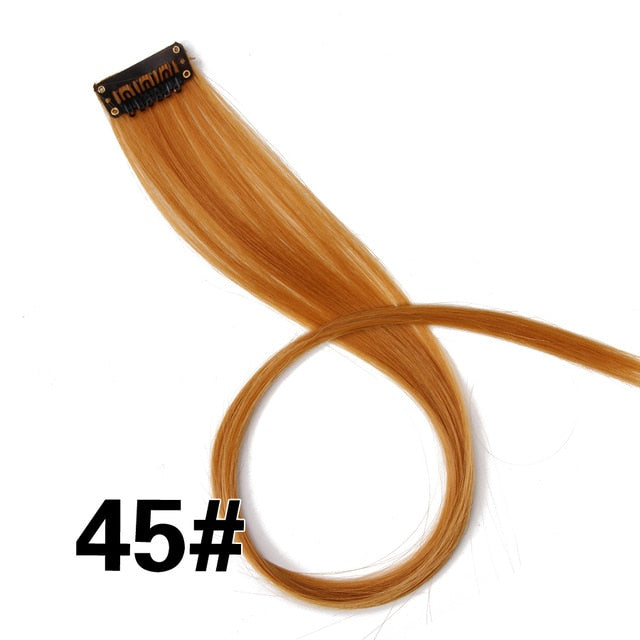 Clip-In One Piece For Ombre Hair Extensions Pure Color Straight Long Synthetic Hair Pieces Clip In 2 Tone Hair-UlGadget