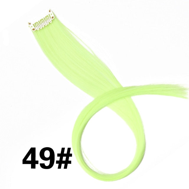 Clip-In One Piece For Ombre Hair Extensions Pure Color Straight Long Synthetic Hair Pieces Clip In 2 Tone Hair-UlGadget