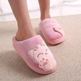 Women Winter Home Cute Cozy Cat Paw Slippers Non-slip Soft Indoor Bedroom-UlGadget