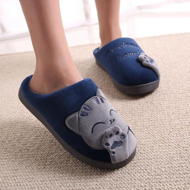 Women Winter Home Cute Cozy Cat Paw Slippers Non-slip Soft Indoor Bedroom-UlGadget