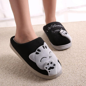 Women Winter Home Cute Cozy Cat Paw Slippers Non-slip Soft Indoor Bedroom-UlGadget