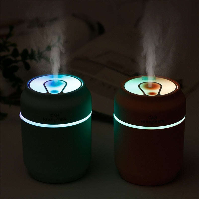 Multi-function Cool Mist Humidifier with Colorful Atmosphere Lamp Mini Fan Nightlight for Office Desk Bedroom Car Yoga Room-UlGadget