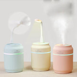 Multi-function Cool Mist Humidifier with Colorful Atmosphere Lamp Mini Fan Nightlight for Office Desk Bedroom Car Yoga Room-UlGadget