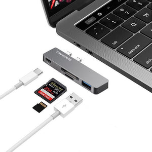 Freegene Hub Aluminum Thunderbolt MacBook Pro 13" 15" 2 USB 3.0 Hub Card Reader Multiport USB-C Hub for MacBook Pro-UlGadget