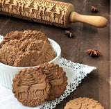 43*5cm Christmas Embossing Rolling Pin Baking Cookies-UlGadget