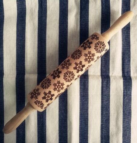 43*5cm Christmas Embossing Rolling Pin Baking Cookies-UlGadget