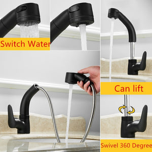 Height Adjustable Pull-out Sink Dual Mode Sprayer Hot and Cold Mixer Taps-UlGadget