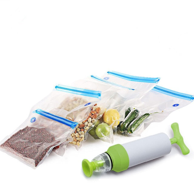 Vacuum Sealer Bags With Pump For Food Storage Reusable Kitchen Organizer-UlGadget