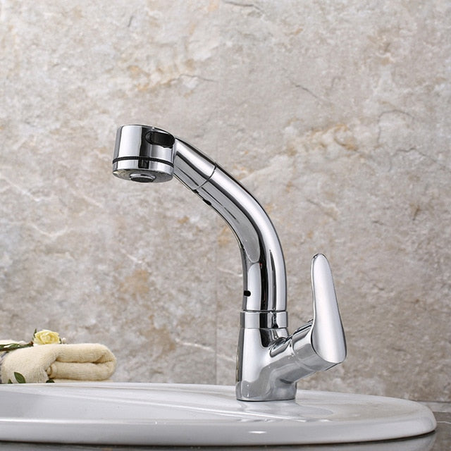 Height Adjustable Pull-out Sink Dual Mode Sprayer Hot and Cold Mixer Taps-UlGadget