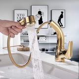 Height Adjustable Pull-out Sink Dual Mode Sprayer Hot and Cold Mixer Taps-UlGadget