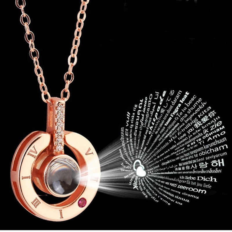 Memory Of Love Necklace Pendant Rose Gold or Silver Different Languages I Love You-UlGadget