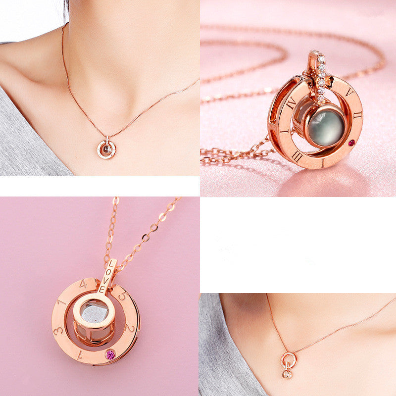 Memory Of Love Necklace Pendant Rose Gold or Silver Different Languages I Love You-UlGadget