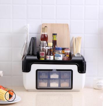 Kitchen Food Storage Rack Seasoning Box Can Bottle Set Combination Knife Holder-UlGadget