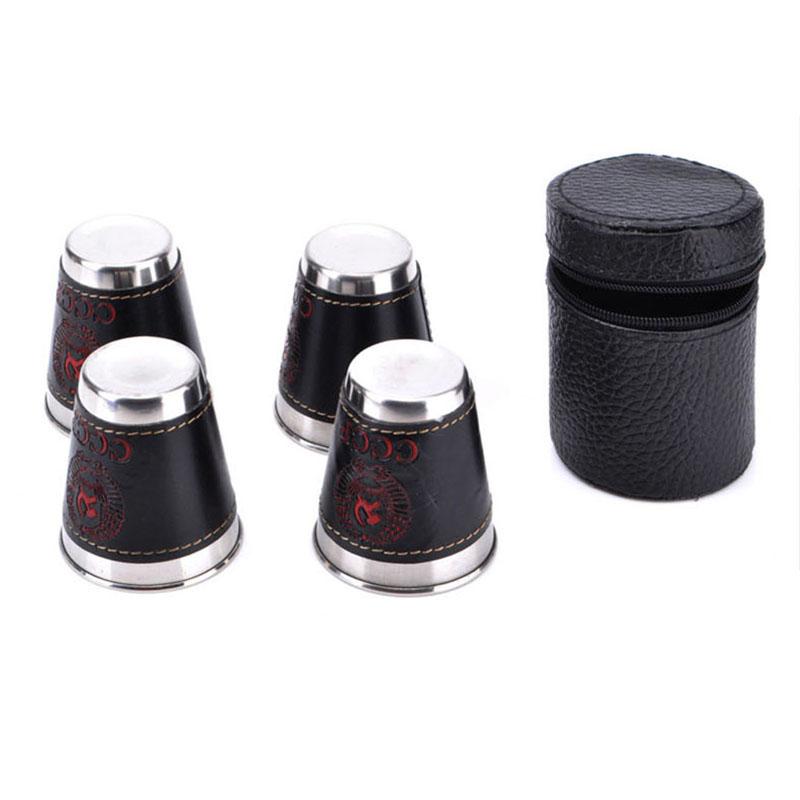 4pcs/lot 70ml Travel Cups Set Mugs PU Leather-UlGadget