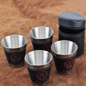 4pcs/lot 70ml Travel Cups Set Mugs PU Leather-UlGadget