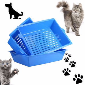 3PCS Sift Away System Anti-splash Cat Toilet Litter Box Plastic Supplies 3 Interlocked Trays Easy Use-UlGadget