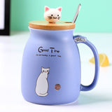 New sesame cat heat-resistant color cartoon with lid Kitty Kup kitten milk coffee ceramic mug children cup office gifts-UlGadget