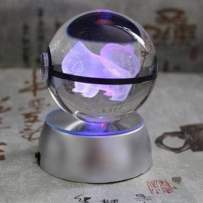 Real Pokemon Ball Crystal Transparent 3D Lamp Diameter 5cm Fancy Night Lights For Decorative Gifts-UlGadget