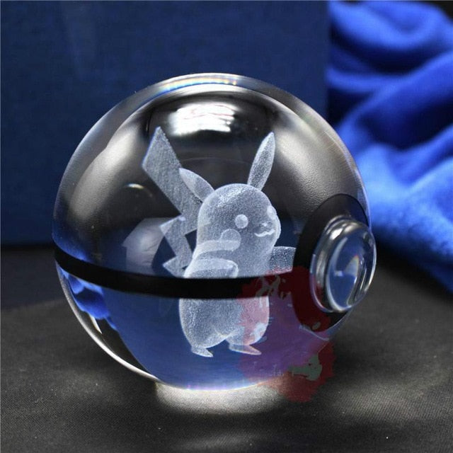 Real Pokemon Ball Crystal Transparent 3D Lamp Diameter 5cm Fancy Night Lights For Decorative Gifts-UlGadget