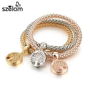 3pcs Multilayer Mix Color Gold, Rose-gold and Silver "Tree of life" Charm Pandora-UlGadget