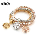 3pcs Multilayer Mix Color Gold, Rose-gold and Silver "Tree of life" Charm Pandora-UlGadget