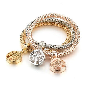 3pcs Multilayer Mix Color Gold, Rose-gold and Silver "Tree of life" Charm Pandora-UlGadget