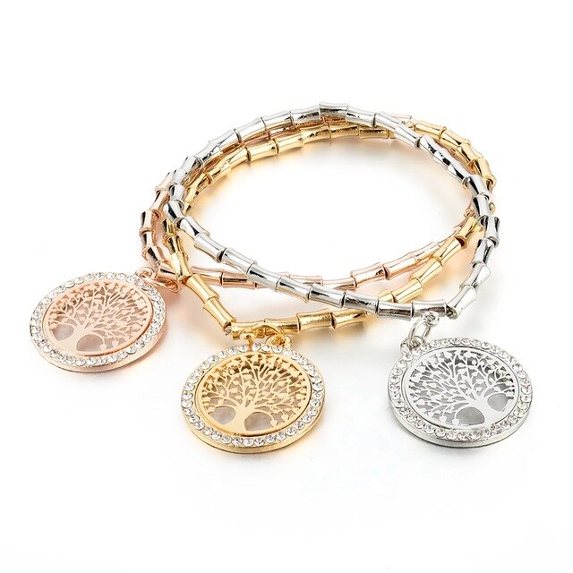 3pcs Multilayer Mix Color Gold, Rose-gold and Silver "Tree of life" Charm Pandora-UlGadget