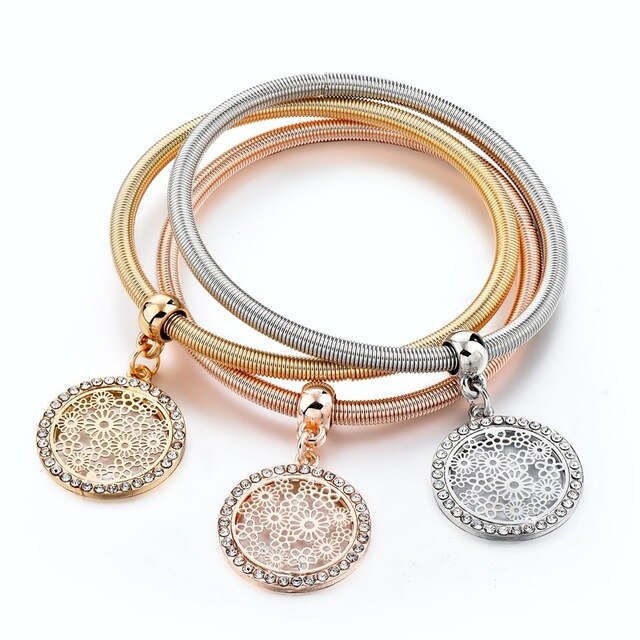 3pcs Multilayer Mix Color Gold, Rose-gold and Silver "Tree of life" Charm Pandora-UlGadget