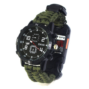 Military Paracord Outdoorr Fire Starte Survival Rechargeable Watch-UlGadget