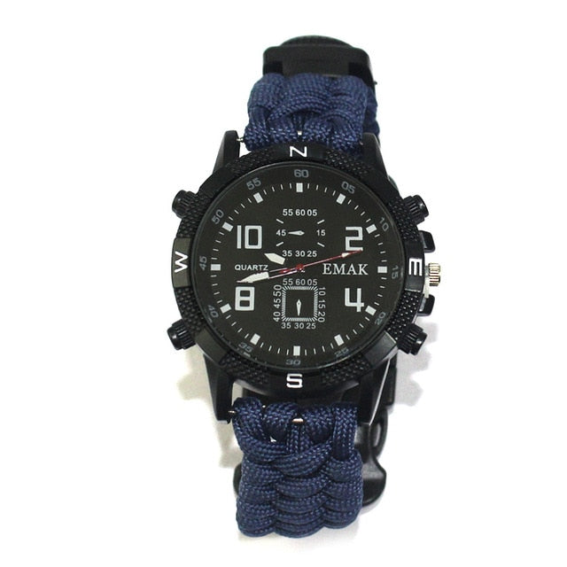 Military Paracord Outdoorr Fire Starte Survival Rechargeable Watch-UlGadget