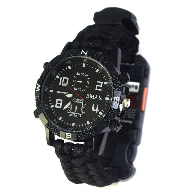 Military Paracord Outdoorr Fire Starte Survival Rechargeable Watch-UlGadget