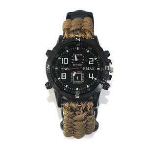 Military Paracord Outdoorr Fire Starte Survival Rechargeable Watch-UlGadget