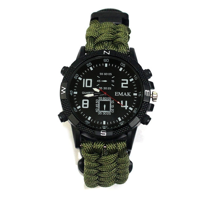 Military Paracord Outdoorr Fire Starte Survival Rechargeable Watch-UlGadget