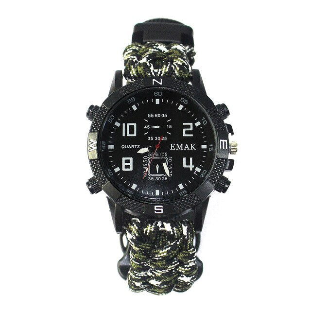 Military Paracord Outdoorr Fire Starte Survival Rechargeable Watch-UlGadget