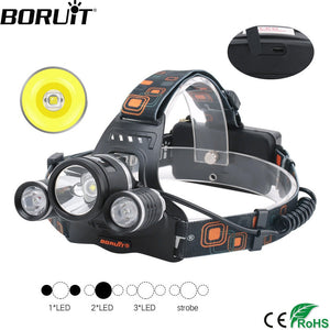 Brightest and Best 6000 Lumens T6 Waterproof Rechargeable 18650 Batteries Headlamp Flashlight for Night-UlGadget