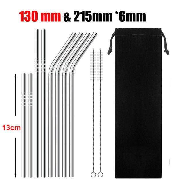 4Pcs Stainless Steel Reusable Drinking Straws High Quality Metal Cleaner Brush Wholesale-UlGadget