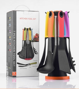 7pcs Carousel Kitchen Utensil Tool Set With Rotating Organizing COLORFUL TOOLS PERFECT COOKING SET-UlGadget