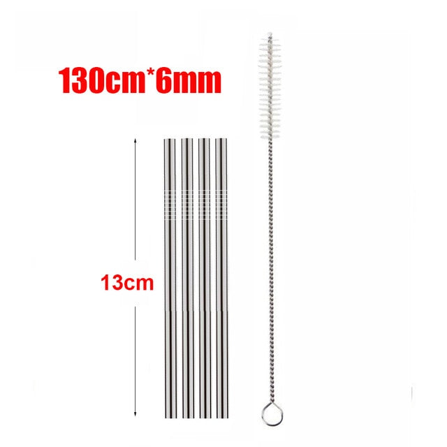 4Pcs Stainless Steel Reusable Drinking Straws High Quality Metal Cleaner Brush Wholesale-UlGadget