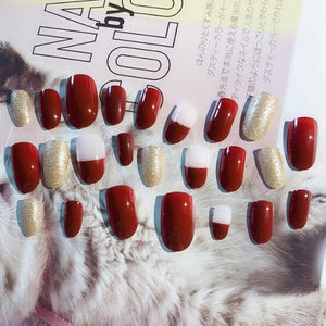 24PCS/Set Ready-to-wear Full Cover Glue False Nail Art Manicure