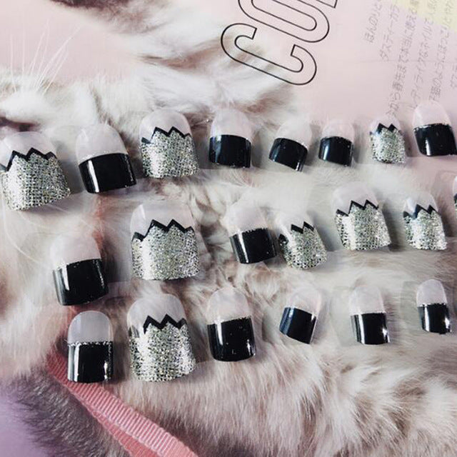 24PCS/Set Ready-to-wear Full Cover Glue False Nail Art Manicure