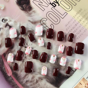 24PCS/Set Ready-to-wear Full Cover Glue False Nail Art Manicure