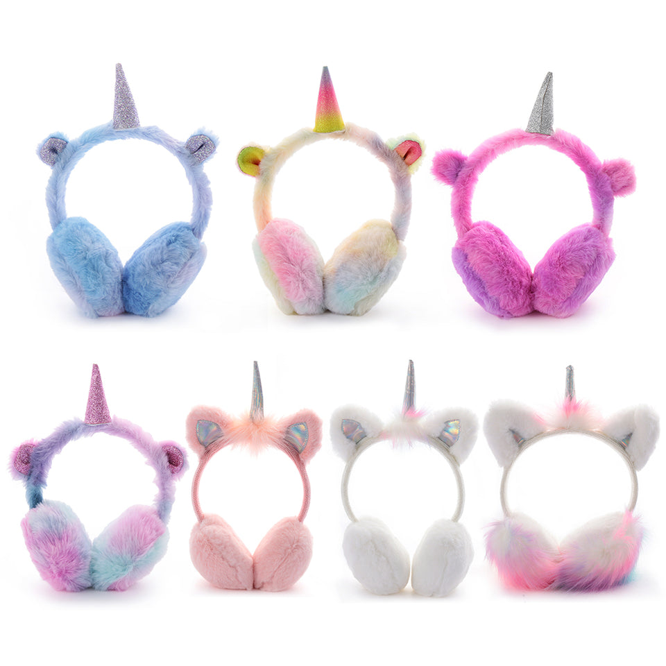 Unicorn Gradient Plush Warm Earmuffs For Kids Soft Muffs Ear-UlGadget