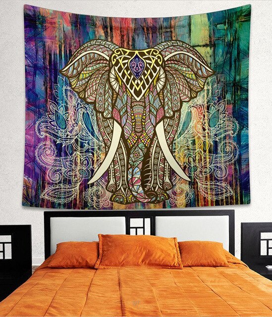 Bohemian Room Decor or Curtains Yoga Elephant Mandala Tapestry-UlGadget