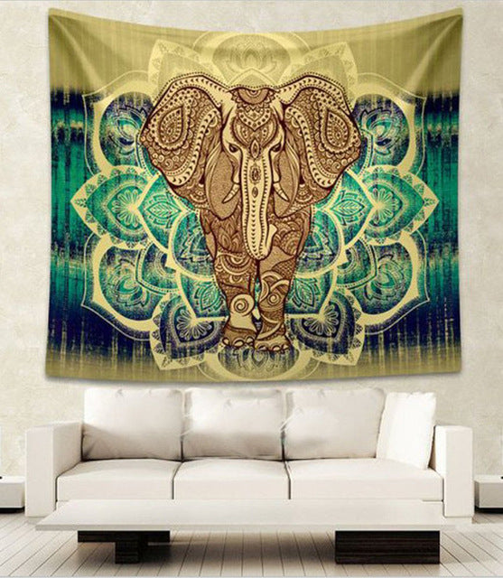 Bohemian Room Decor or Curtains Yoga Elephant Mandala Tapestry-UlGadget