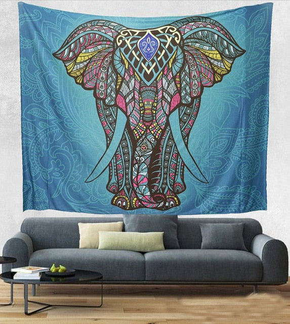 Bohemian Room Decor or Curtains Yoga Elephant Mandala Tapestry-UlGadget